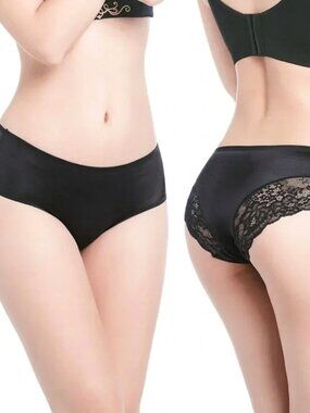 3/$20 Black Floral Lace Bikini Panties Underwear Mid Waist Briefs Seamless Lot